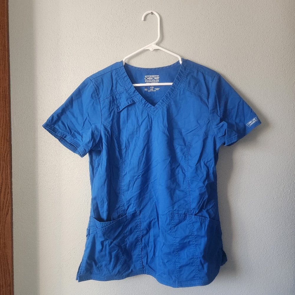 Cherokee Blue Scrub Top